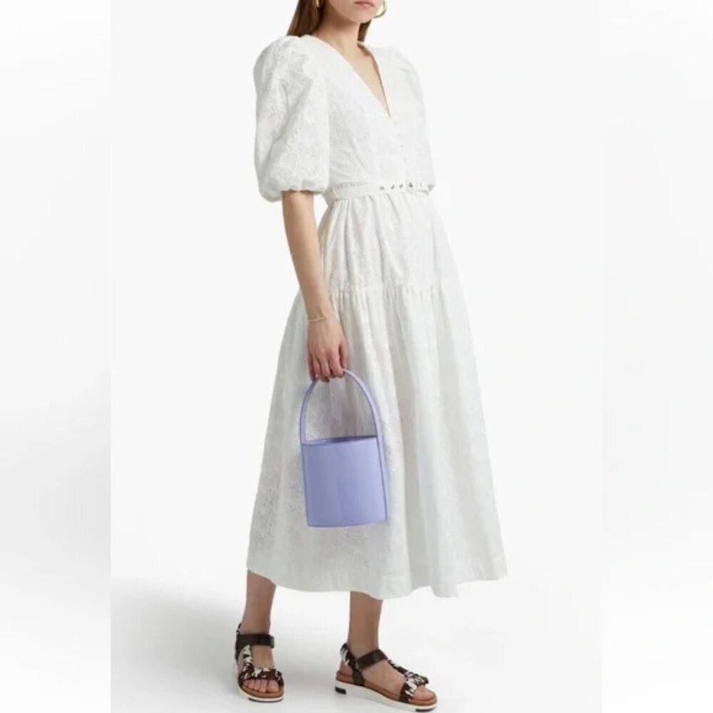 Nicholas Celie White Broderie Anglaise cotton maxi dress size 8 chic boho girly